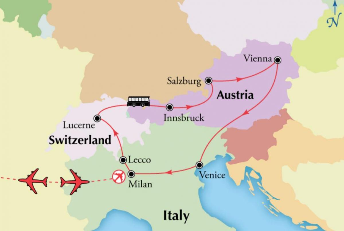 Kartta Wienin switzerlan