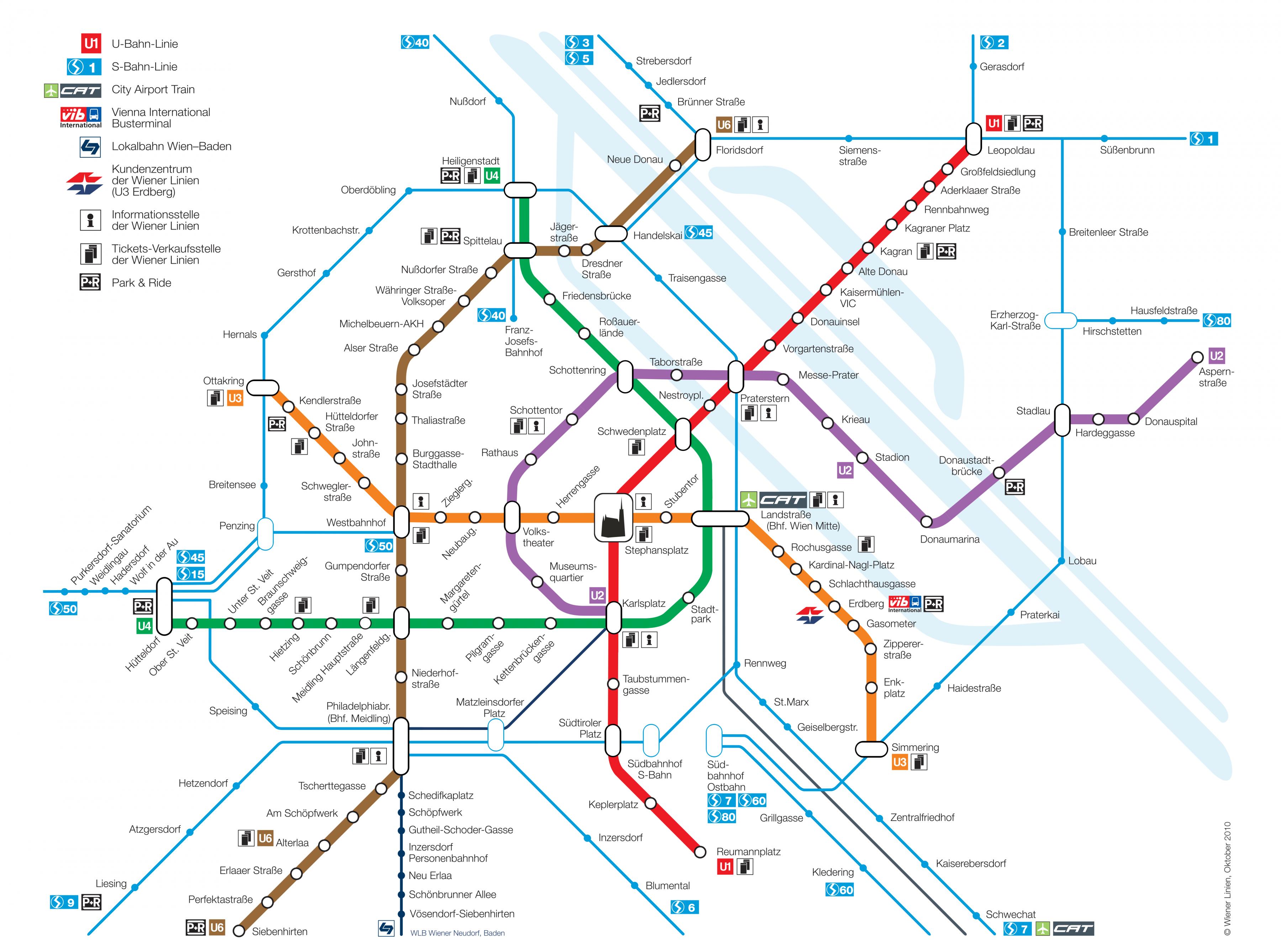 Wien Itävalta julkinen liikenne kartta - Wienin julkisen liikenteen kartta  (Itävalta)