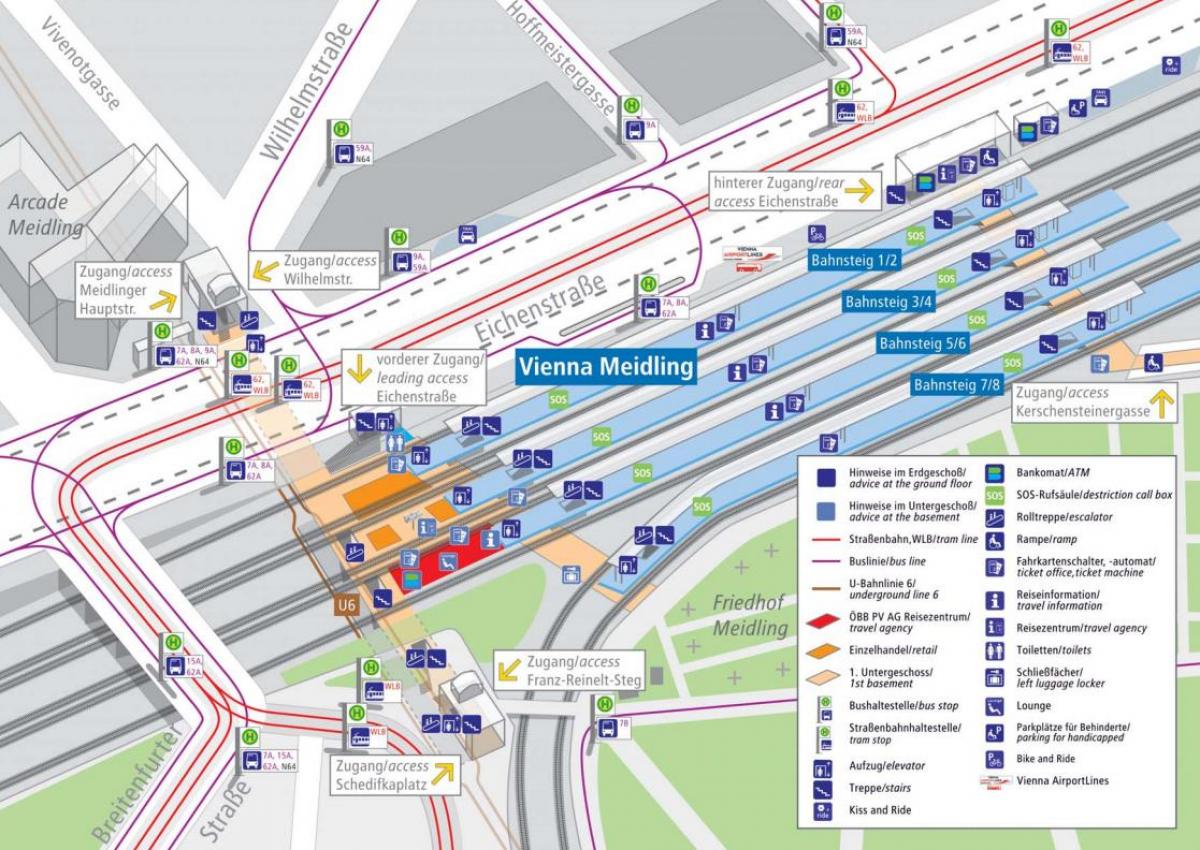 Wienin päärautatieasema kartta