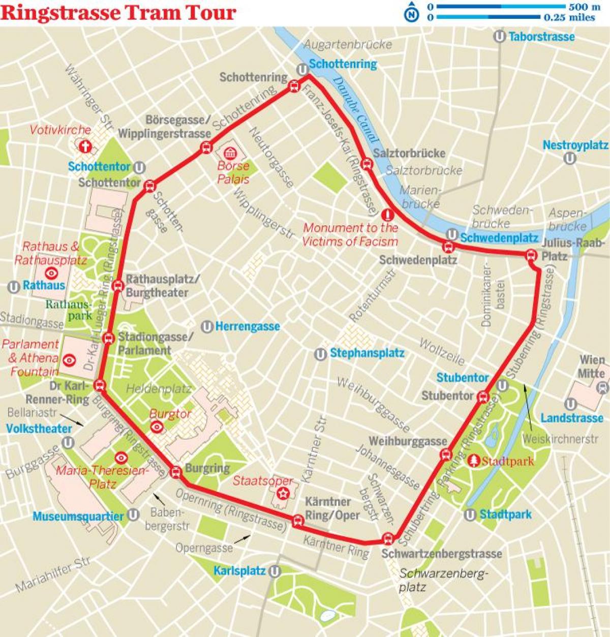 Vienna ring tram reittikartta