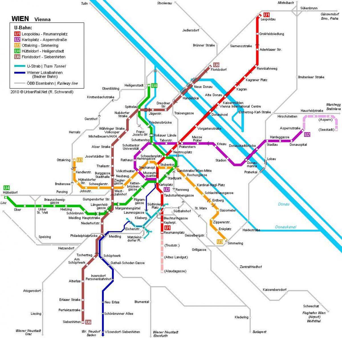 Wienin metro kartta hauptbahnhof