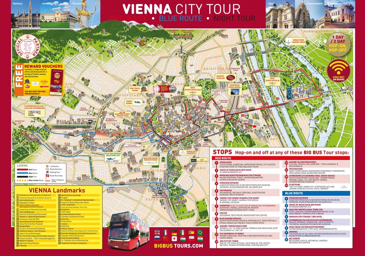 Wienin big bus tour kartta