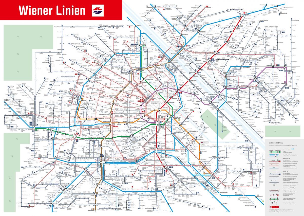 kartta Wienin julkisen liikenteen järjestelmä