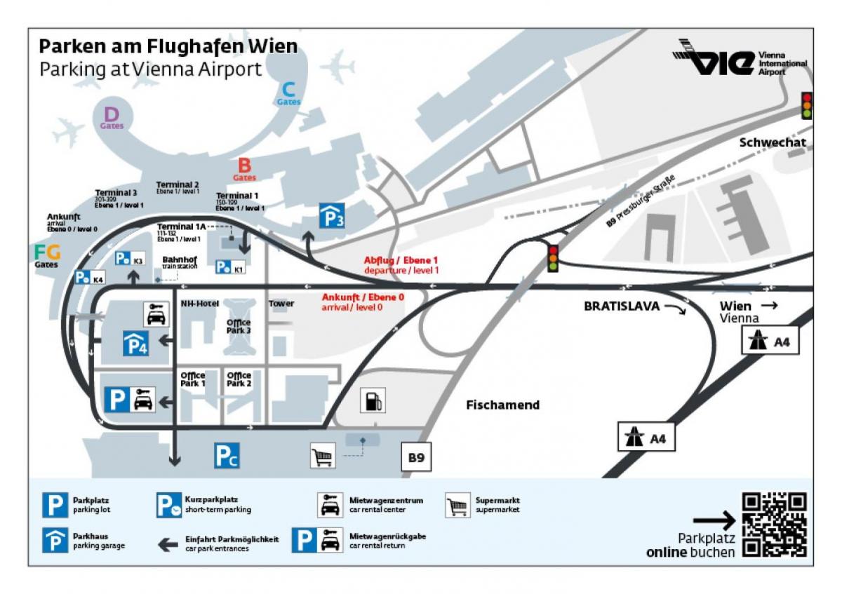 Kartta Wien lentokenttä pysäköinti