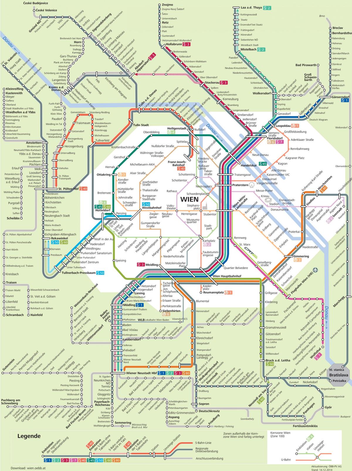 Wienin kaupungin liikenteen kartta