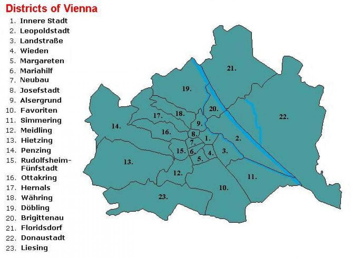 Wien piirit kartta