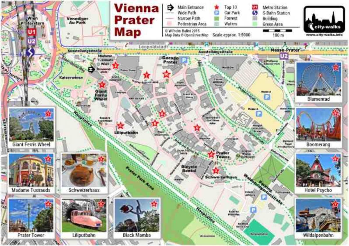 Kartta Wienin park ja ratsastaa