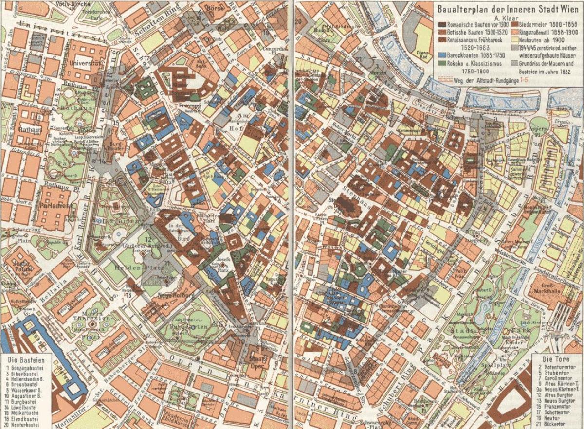 Wienin vanha kaupunki kartta