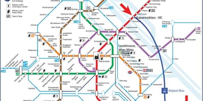 Kartta Wien mitte-asemalta