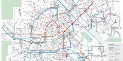 Kartta Wienin julkisen liikenteen järjestelmä
